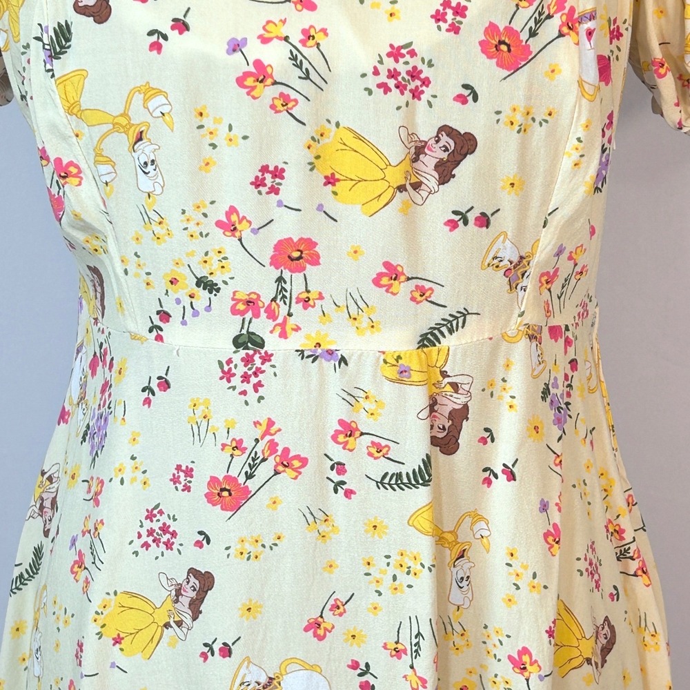 Disney Princess Milkmaid Derby Dress Beauty and the Beast Fit Flare Puff Sleeve - Picture 9 of 10